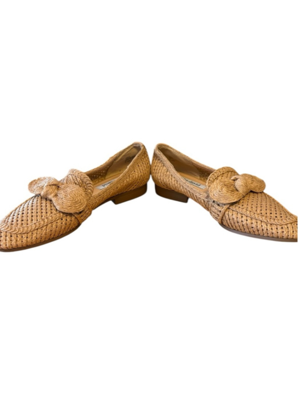 Charles David Woven Raffia Bow Loafers, 9.5, Pointed Toe Slip On Resort Chic - Picture 8 of 12